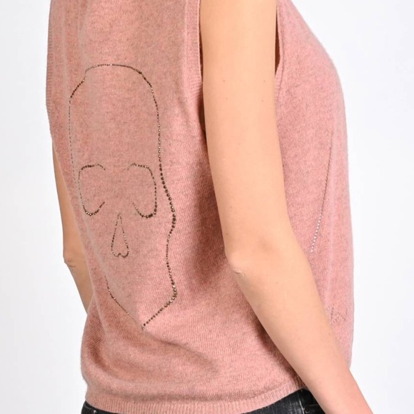 Zadig & Voltaire 100% cashmere Pink Skull vest - Picture 8 of 8